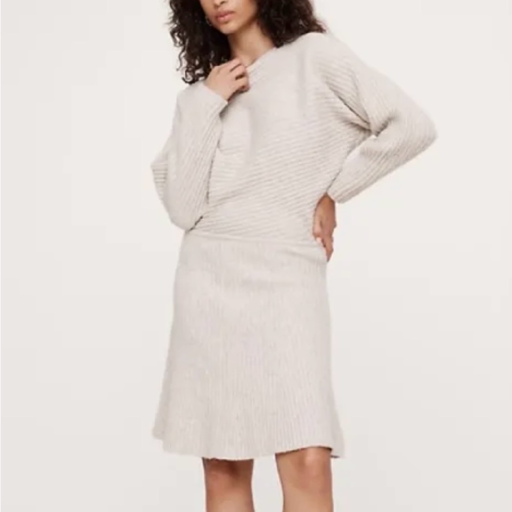 Dolman Ribbed Wool Blend Dress, M